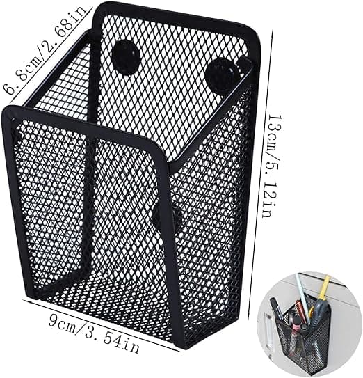 2-delt Sort Magnetisk Blyantsæske Magnetisk Penneholder Mesh