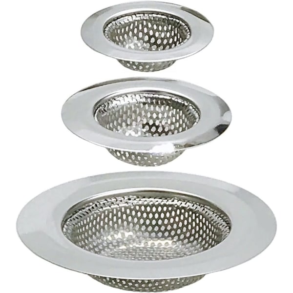 Badkarsavloppssil 3-pack, duschavloppshår, diskbänkssil för kök och badrum, hårsil/fälla för badkarsavloppslockstorlek från 2,16'' till 4,5''