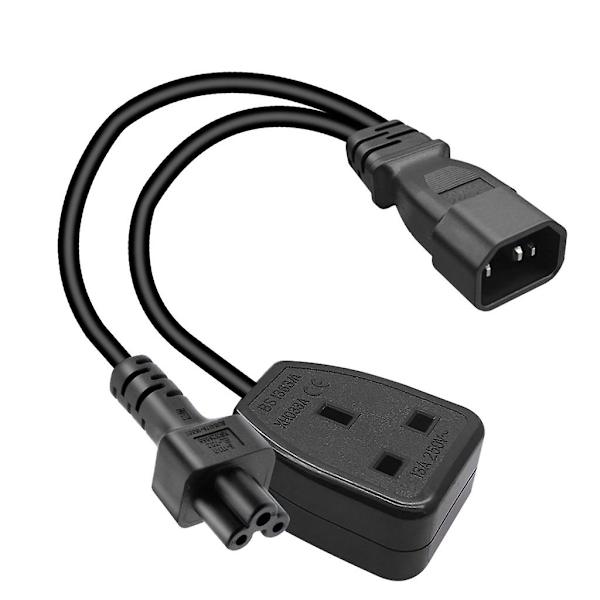 Y-splitter strømkabel C14 til C5+UK13A konnektoradapter ledning strømledning