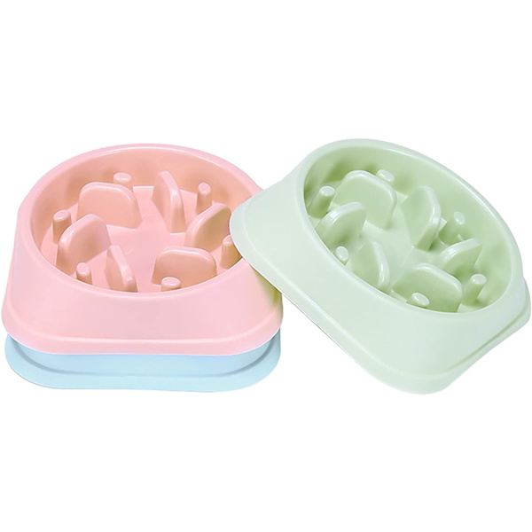 2 stk. (Blå/Pink) Langsom Foder Skål til Hunde, Langsom og