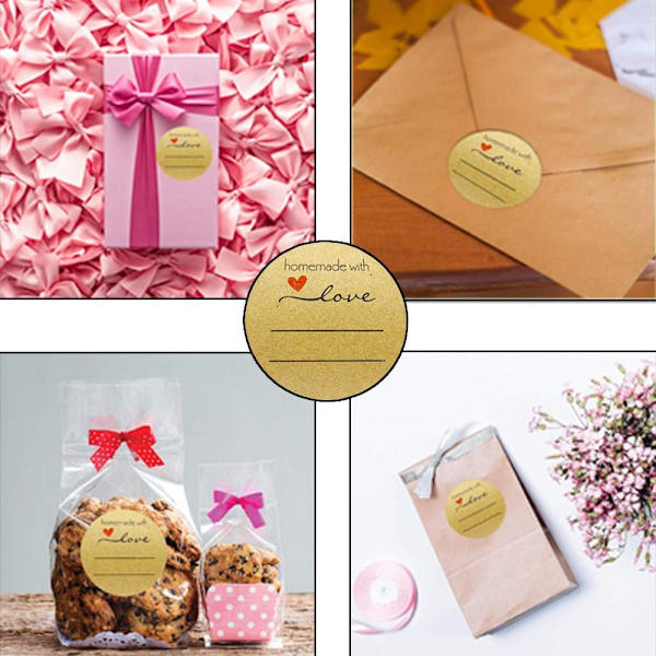 500 kpl Kraft-paperitarroja, 5 cm pyöreät Kraft-paperitarrat