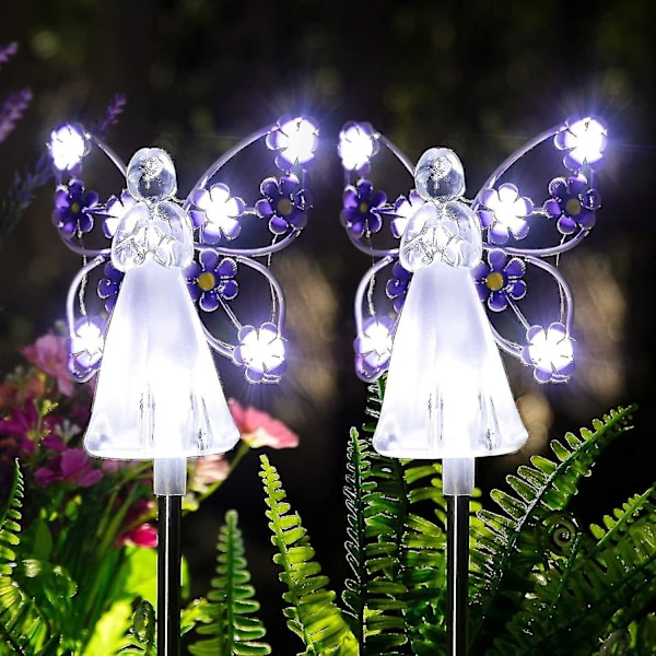 Solar ängel trädgårdsstake lampor - 2-pack ängel solcellslampor utomhus