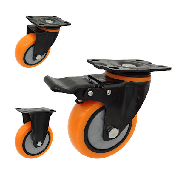 Rullar, Tunga Rullar, 100mm Swivel Rullar med Broms