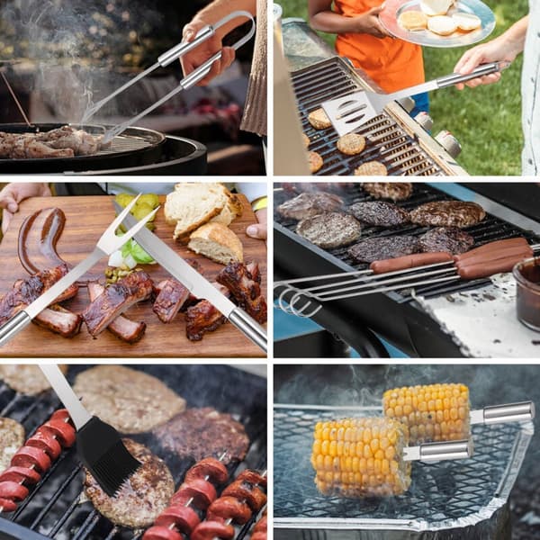 18 stk. Professionelt grilltilbehør i rustfrit stål - Grill
