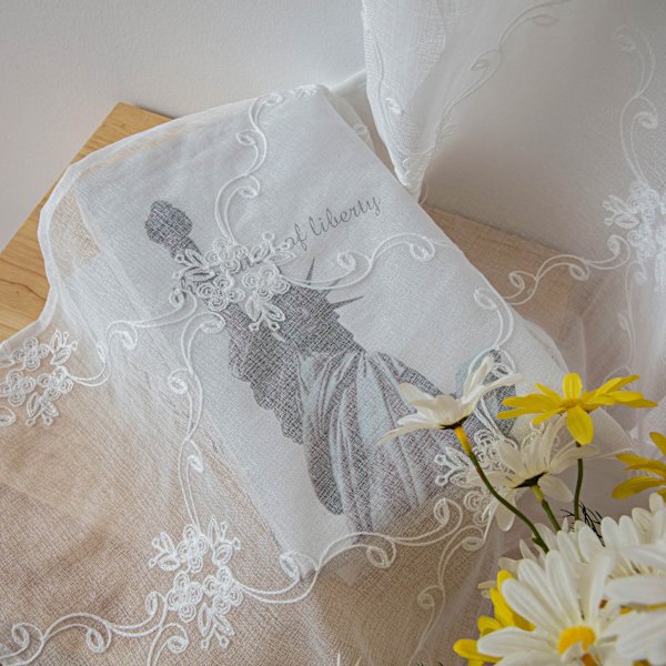 Vit (132 x 114) Rumsavdelare Dörrgardin Voile - Extra Lång