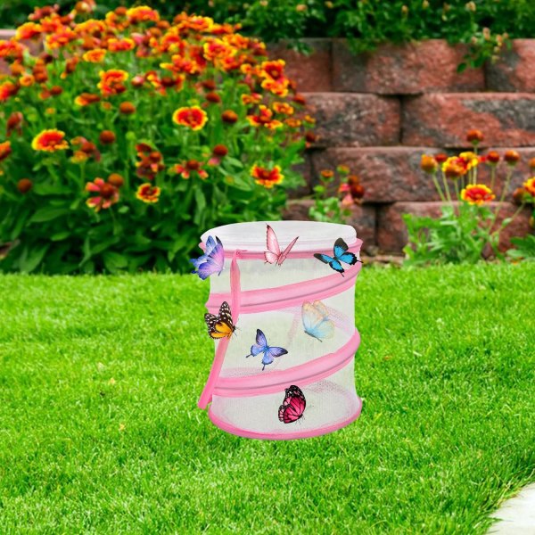 Fjärilsbur 17*15cm Rosa Nät Fjärilsbur Pop-up Design