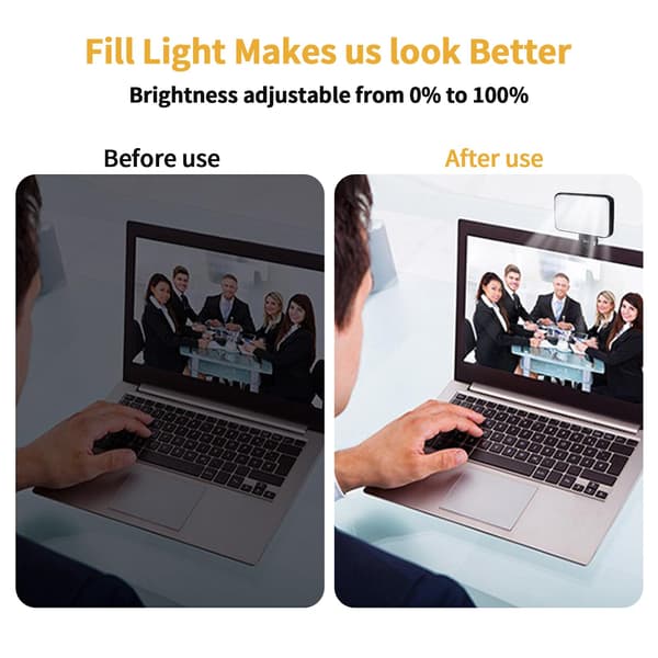Selfie-lys, LED-telefonlys med 3 lysmoduser, USB-lader, bærbar