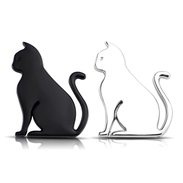 2-delt 3D katte-bilsticker, zinklegering katte-stickers, sjov kat
