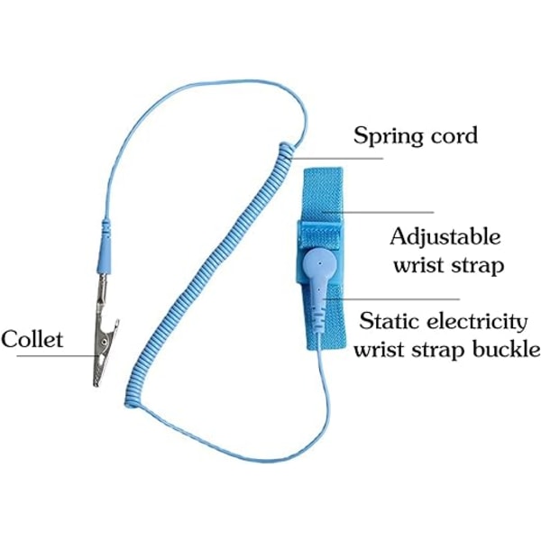 4 stycken blå antistatiska handledsband, antistatiska handledsband