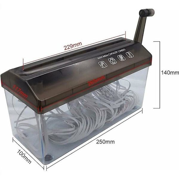 A4-papirshredder - Bærbar manuell dokumentshredder for kontor, skole, hjem