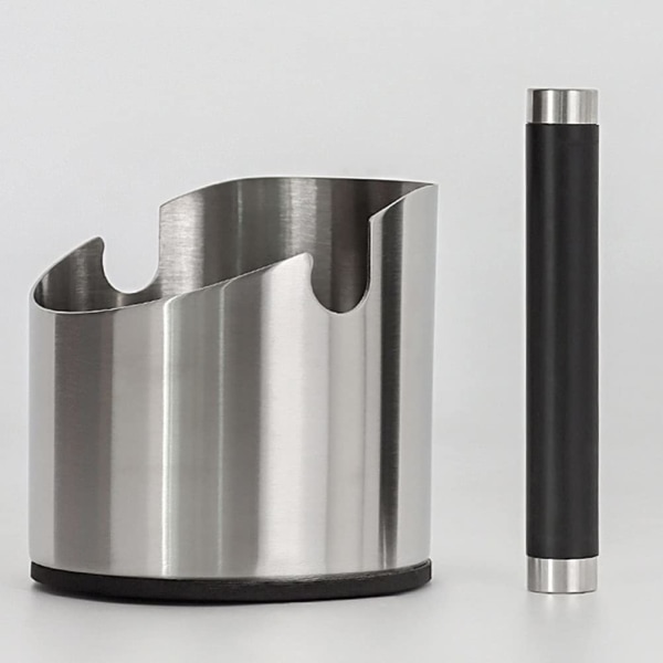 1 silverfärgad rostfritt stål kaffeknockbox, espressoburk