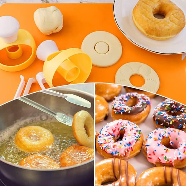 2-pack Plastdonutsvarv med DoppningsTångar Doughnut Form DIY Doughnut Bakverktyg