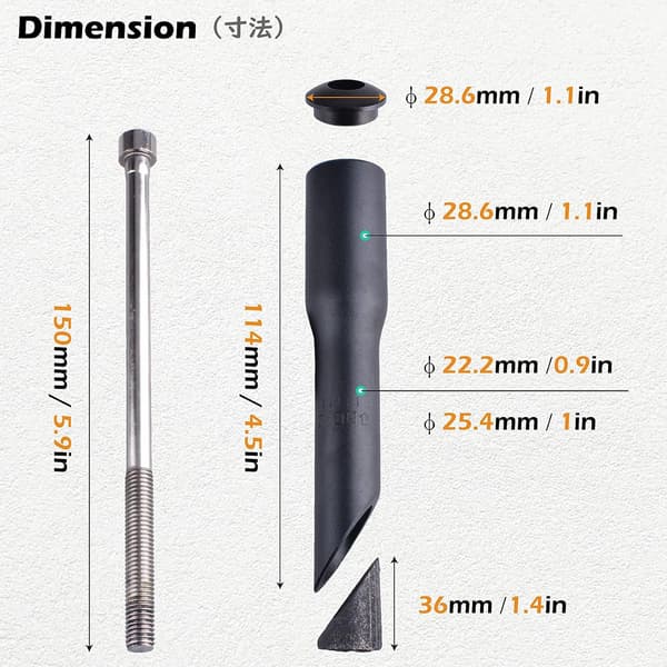 Adapter stativrør sykkelforlengelse 22,2 mm x 150 mm løfting