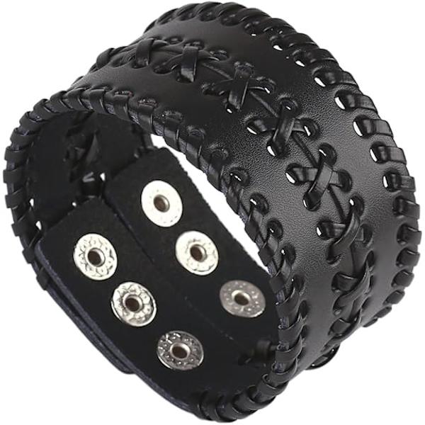 Läderarmband för män Punk Flätad rep Legering Armband Bangle Wris