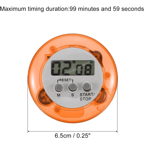 2 stk (Oransje) Runde Digitale Timere, Liten Nedtelling/ Opptelling Klokker