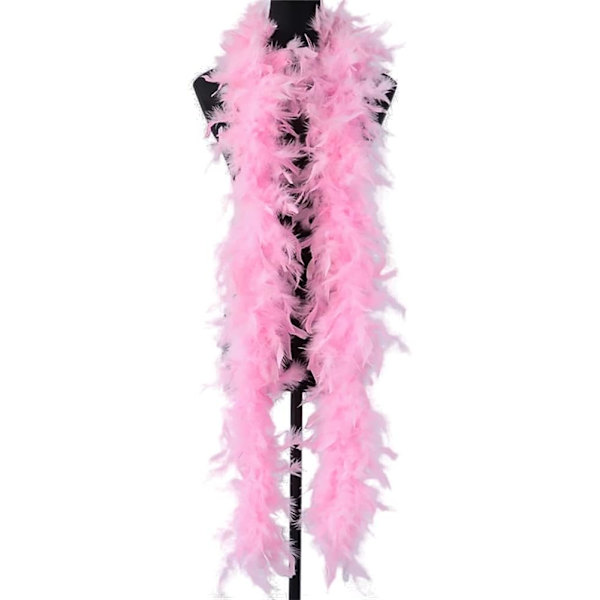 Pink fjerboa af kalkun, 70g, 180 cm lang, blød boa til håndværk, hjem, dans, bryllup, fest, Halloween, kostume