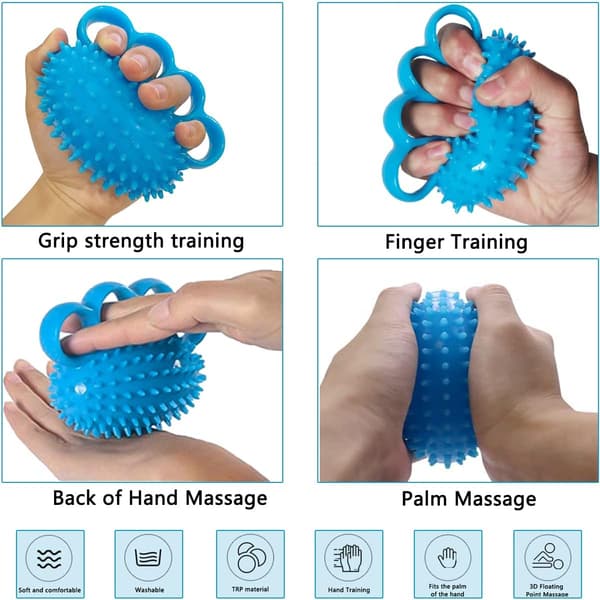 Blå Hånd Rehabilitationsbold, Håndmassagebold med Bløde