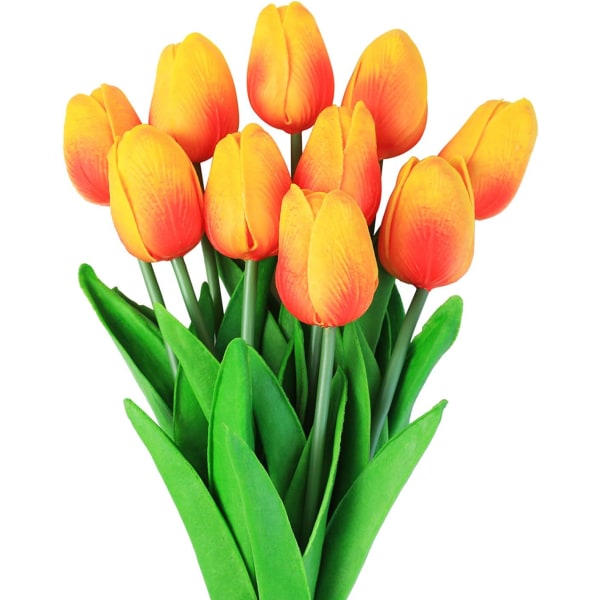 10 stk orange Kunstige Blomst Tulip Falsk Blomst Latex Materiale R