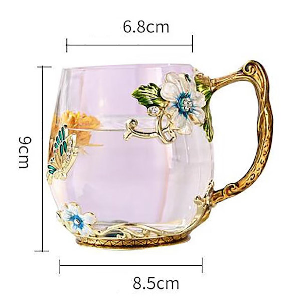 1 stk (blå) Håndlavet Emalleret Sommerfugl Blomst Glas Kaffe Kande Te