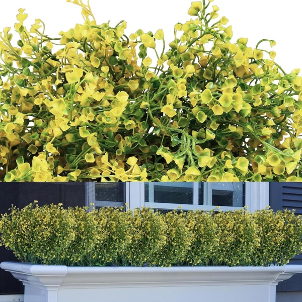12 Buketter (Gula) Konstgjorda Blomsterbuskar Falska Växter Buskar