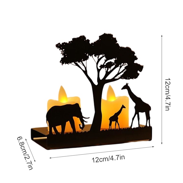 Metalliset kynttilänjalat Elefantti Elefantti Puu Siluetti Teevalokynttilänjalka 4