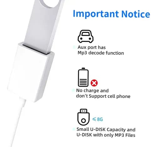 2×kabel USB-til-AUX-konverter til bil-afkodning