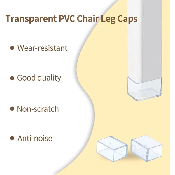 12-pack rektangulära stolsbensskydd anti-scratch PVC-möbelben
