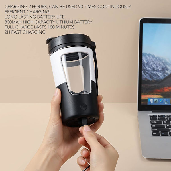 1 st (Svart) Rörkaffe Mugg Uppladdningsbar Blandningskopp USB
