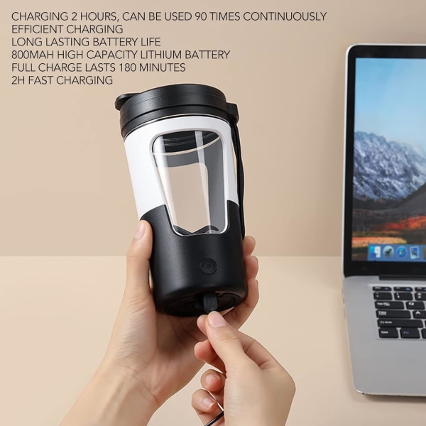 1st (svart) omrörande kaffemugg Uppladdningsbar blandningskopp USB