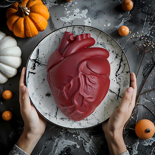 2024 Halloween 3D Realistisk Hjerte Silikonform med Støttebase til Kage Skrøbelig Chokolade Gele Pudding Gele Mo
