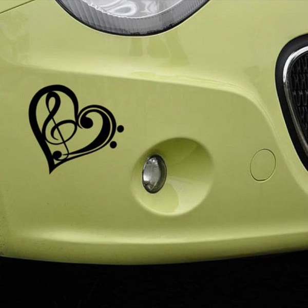 1 stk. bilsticker, kreativ sticker Treble Clef Heart musik