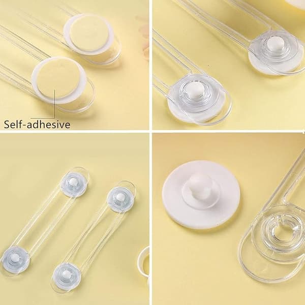 8-pack (17 cm) Babysäkerhetslås, Transparenta Barnsäkra Skåplås