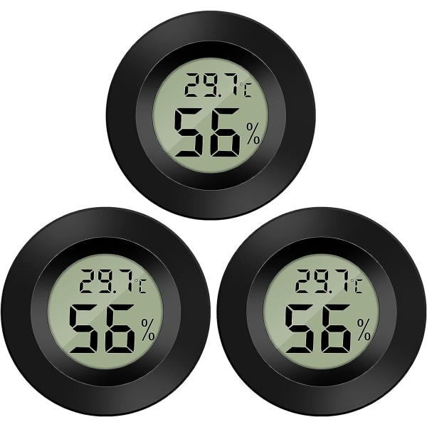 3 stk. Mini Digital LCD Termometer Hygrometer Temperatur Luftfugtighed