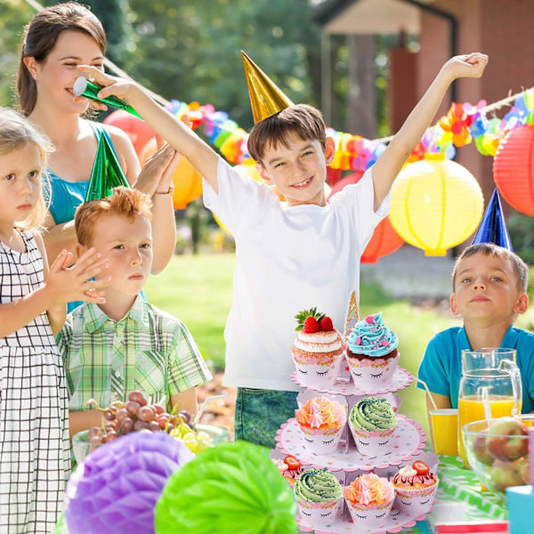 (30*35cm) Enhörning Cupcake Stativ 3-vånings Papperscupcake Stativ för