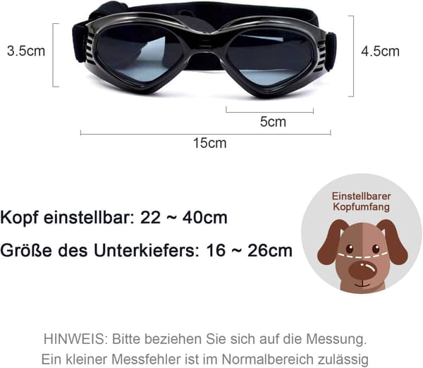 Hunde Solbriller Justerbar Solbrille Stropp UV Beskyttelse