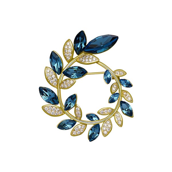 En exklusiv guld mikro-pavé zirkon blad brosch olivblad corsage