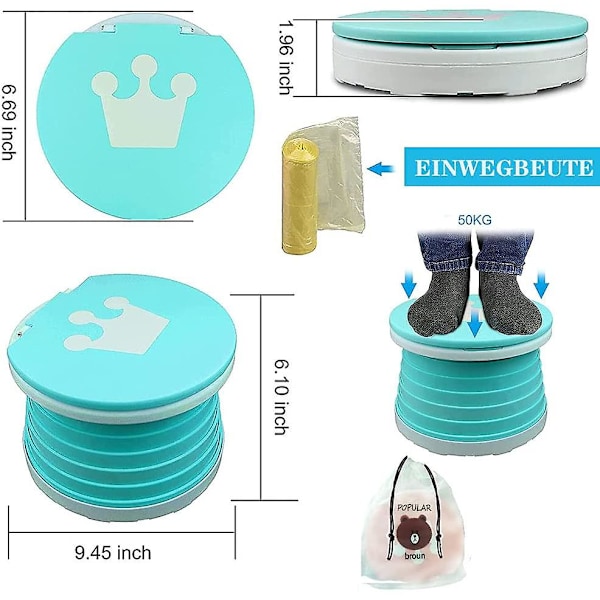 Foldbar toilet til børn, rejsepotte 24 * 5 cm grøn
