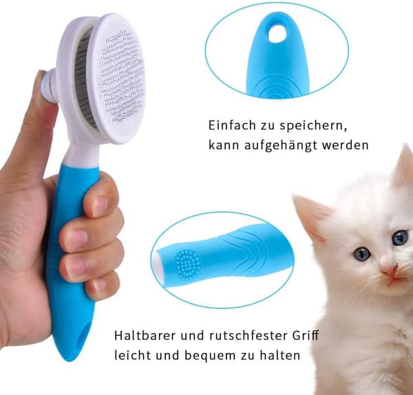 1 stk (Blå, Fine nåle) Effektiv Pelsbørste til Hund/Kat