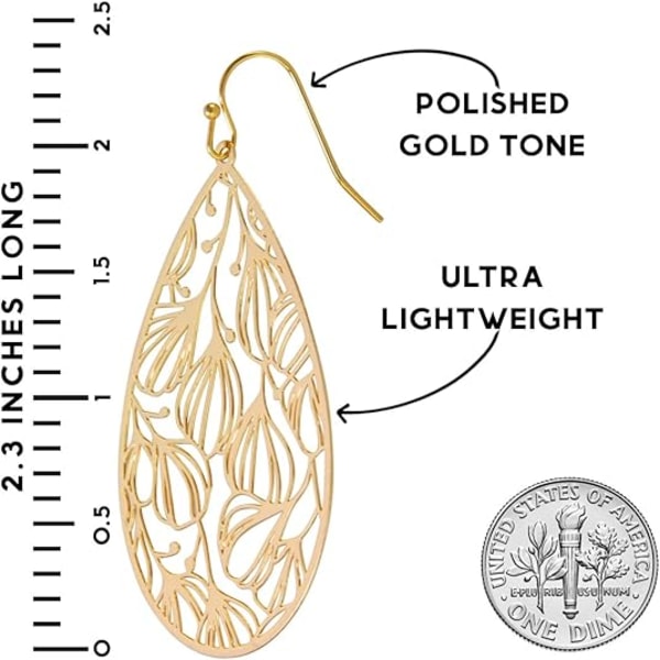 Tåardrop Dangle Örhängen för Kvinnor - Guld, Roséguld eller Silverfärgade D