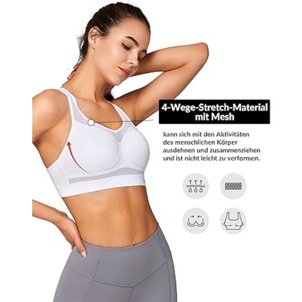 Sportbehåar för kvinnor Andningsbart Mesh Racerback Hög Stöd