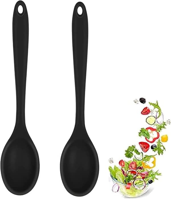 Silikon Sked Set med 2 (Svart, 20,5 x 4,5 cm), Icke-klibbig