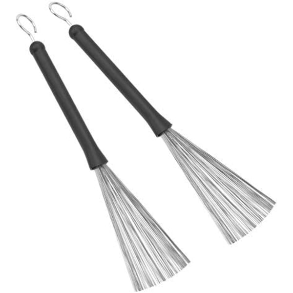 2 drum brushes, rubber stainless steel wire adjustable jazz drum