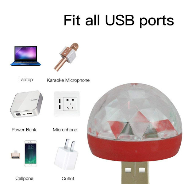 2 stemmesstyrte LED-scenenlys, mobiltelefon USB mini