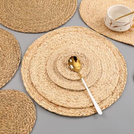 Beige Jute Pladeunderlag 36x36 cm
