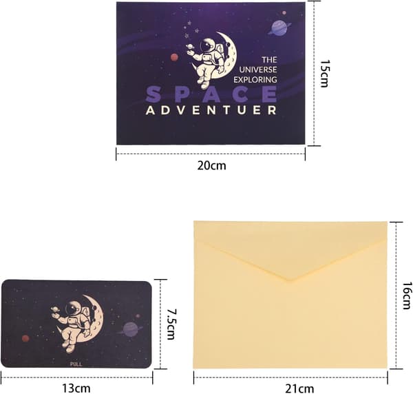 1 stk 3D Rom Astronaut Pop Up Bursdagskort for Barn Gutter