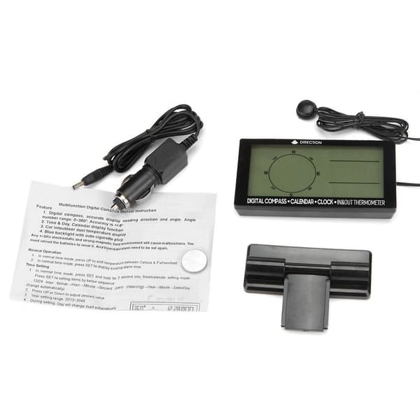 Lcd-digitaalinen auton lämpömittari Monitoiminen auton kompassimittari