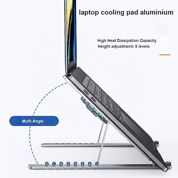 Justerbar Aluminium Laptopkylare Laptopbord Ergonomisk TV Säng Lapdesk Bricka PC Laptop