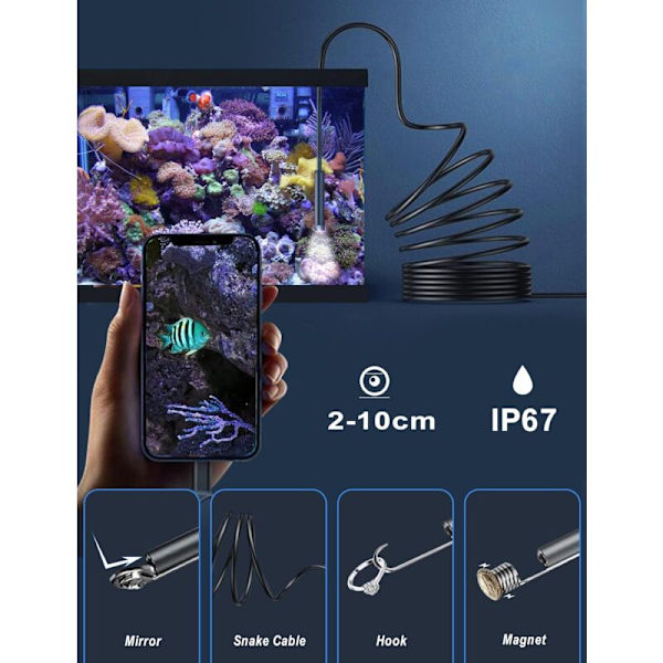 1PC Endoskop 1080P WiFi Endoskop Kamera, IP67 Vanntett 7,9 mm