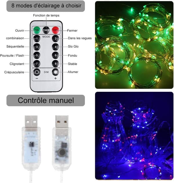 3 * 3M LED-valosarjat Verho Monivärinen 8 Valotilaa