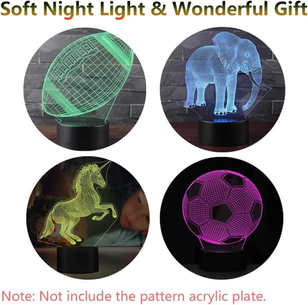 8,5*3,8 cm, 3D LED nattlysbase, sett med 4 3D LED nattlys